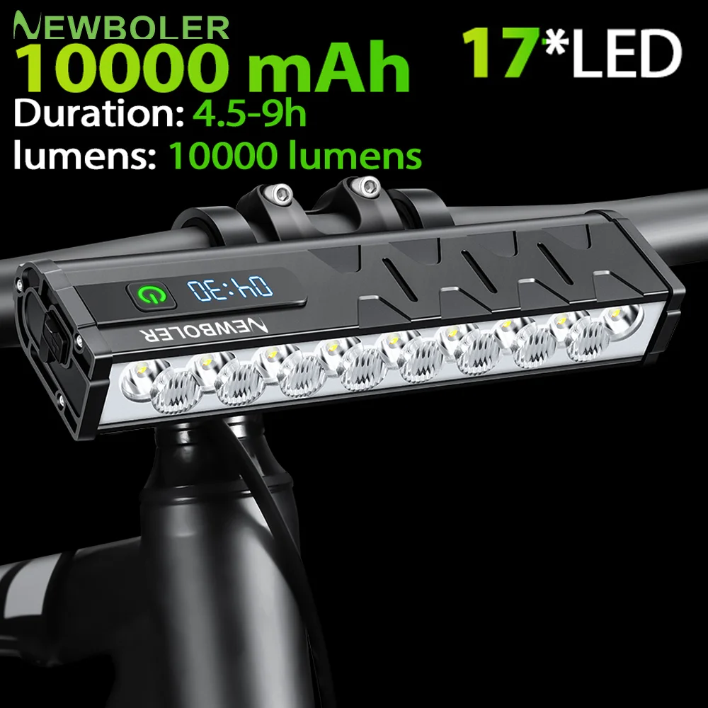 Mountain Biking Backpack - 10000mAh Bicycle Light 17 LED Front
